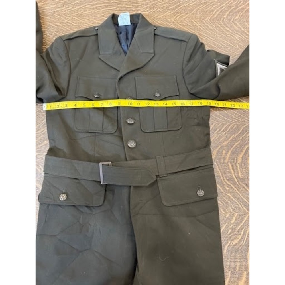 Vtg US Army Officer Style Ike / Service Jacket Heritage Green Size 37S-C Belted - Picture 5 of 9